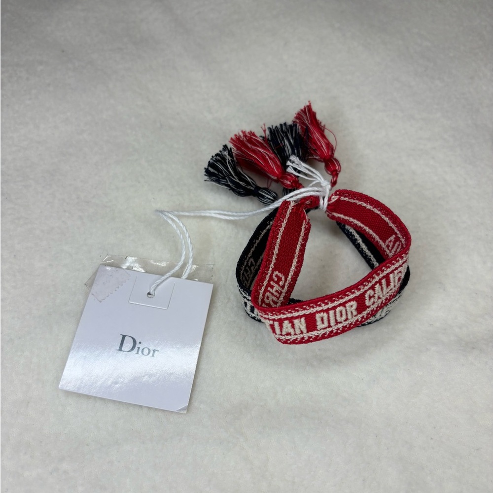 Christian Dior Red and Navy Bracelet Set